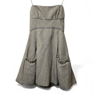 BCBGMAXAZRIA Misty Morning Strapless Dress Contrast 100% Silk Size 10